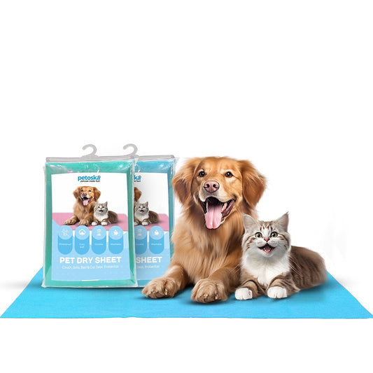 Petoska Waterproof Reusable Washable Dog & Cat Pee Pads & Pet Dry Sheet Peacock Blue & Green - Pack Of 2