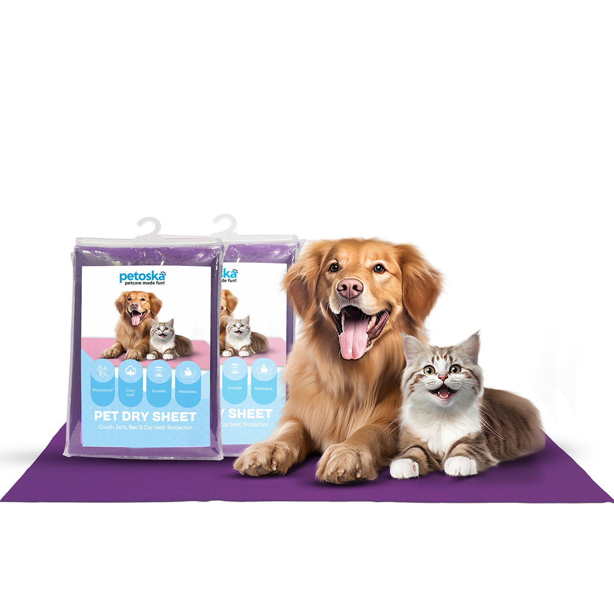 Petoska Waterproof Reusable Washable Dog & Cat Pee Pads & Pet Dry Sheet Plum -Large Size (Pack Of 2)