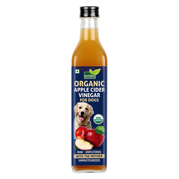 Nutribles Organic Apple Cider Vinegar 500 Ml for All Dogs Cats Certified Organic Healthy Cat Dog Skin and Coat Supplement