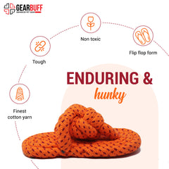 Gearbuff Flipflop Rope Chew Toy, Orange Purple Dots