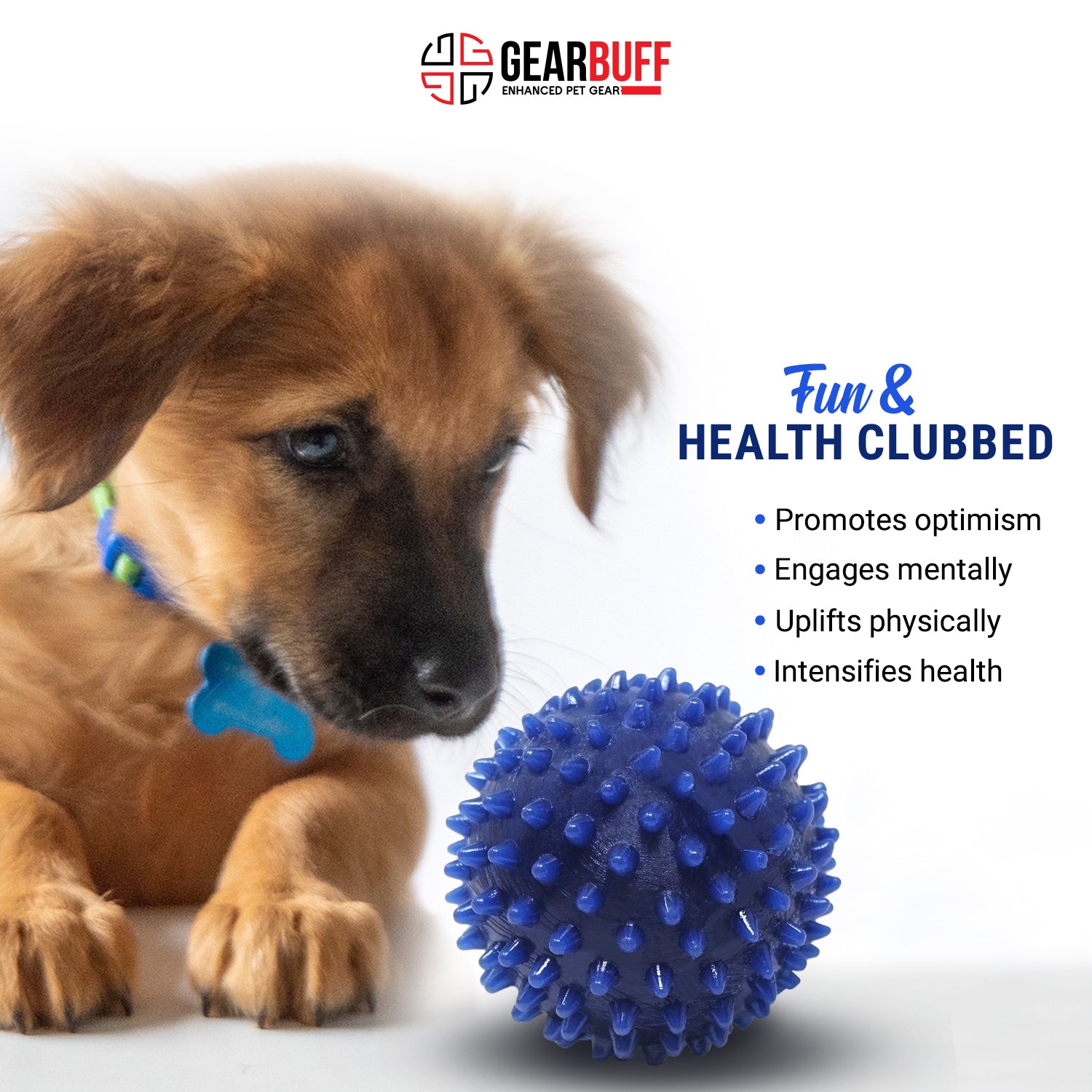 Gearbuff Dark Blue Poky Dog Chew Ball 