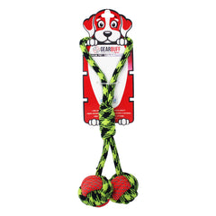 Gearbuff Single Knot Rope Toy with Handle, Medium, Black & Neon Green