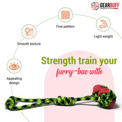 Gearbuff Single Knot Rope Toy with Handle, Medium, Black & Neon Green