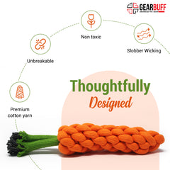 Gearbuff Cord Carrot Rope chew Toy, Orange & Green